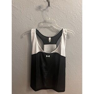 Under Armour HeatGear XL Ladies Loose Jersey Racerback Top Shirt Black White NWT
